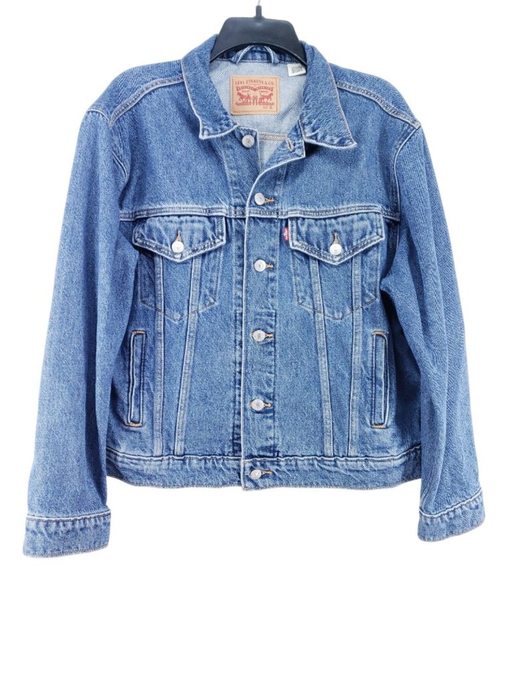 Levis Mens XL Denim Trucker Jacket Blue Classic Button-Up